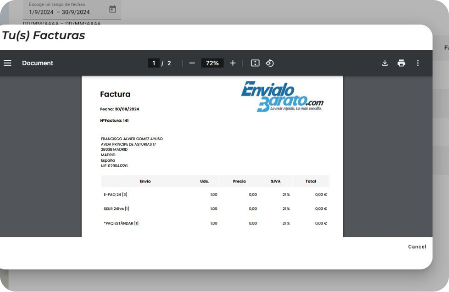 Factura Única - EnvíaloBarato